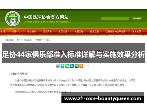 足协44家俱乐部准入标准详解与实施效果分析 足协44家俱乐部准入标准详解与实施效果分析